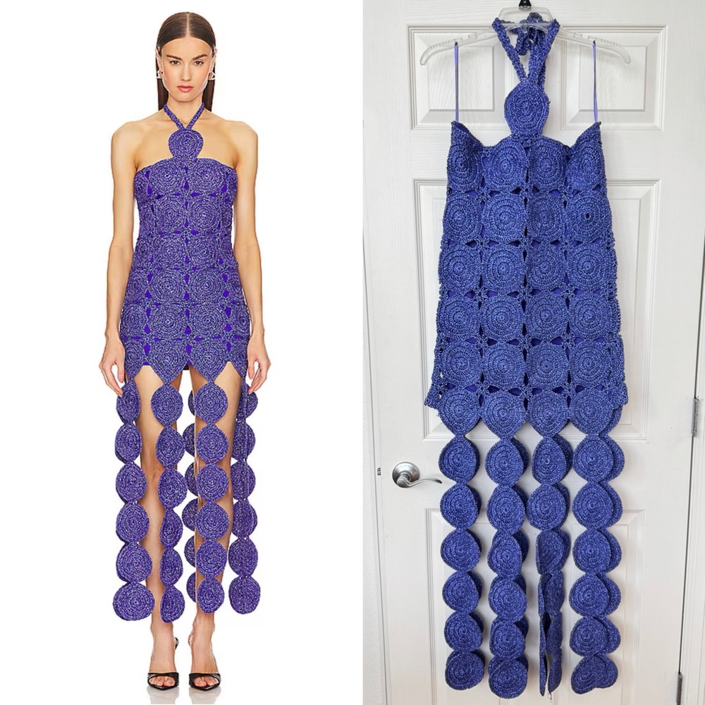 SIMONMILLER Beep Beep Dress in Amethyst Purple Crochet